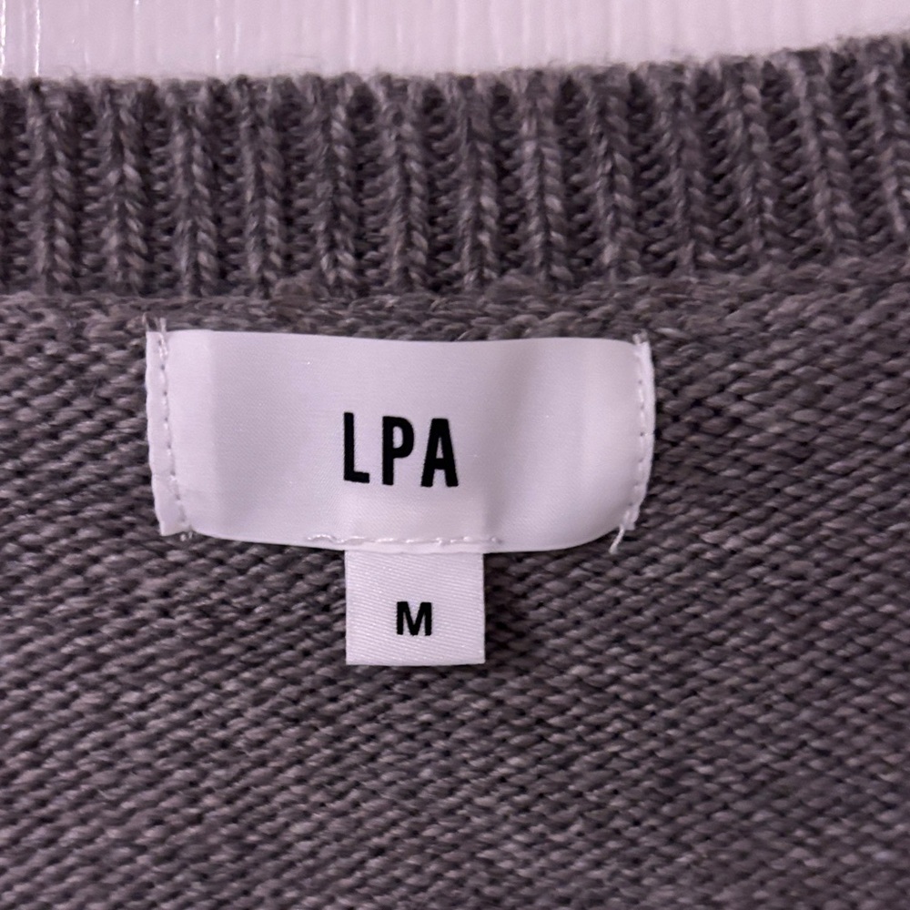 LPA.. Sz Medium…Light Charcoal Wrap Cropped Cardigan W Bubble Sleeve - Picture 2 of 10